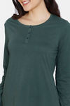 Zivame Impression Knit Cotton Pyjama Set - Trek Green — thumbnail 5